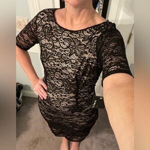 Enfocus Studio Black Lace Overlay Dress